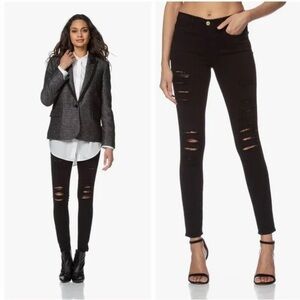 Frame Le Skinny De Jeanne Black Distressed Jeans